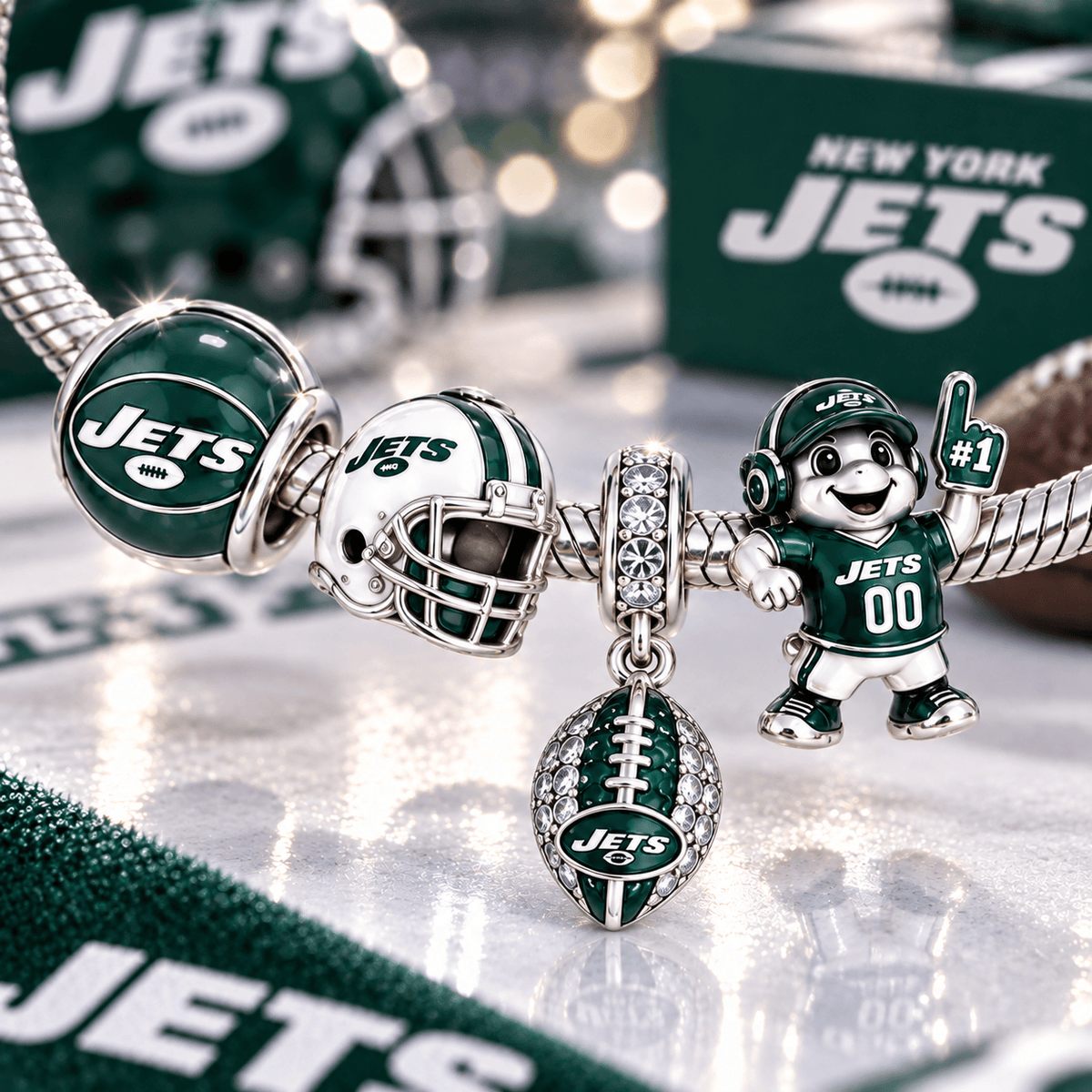 NYJ Silver Charm Bracelet Set VTH