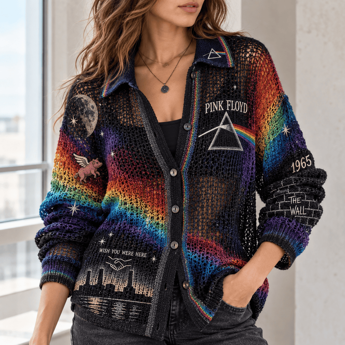PKFL Women’s Open-Knit Cardigan DNBN