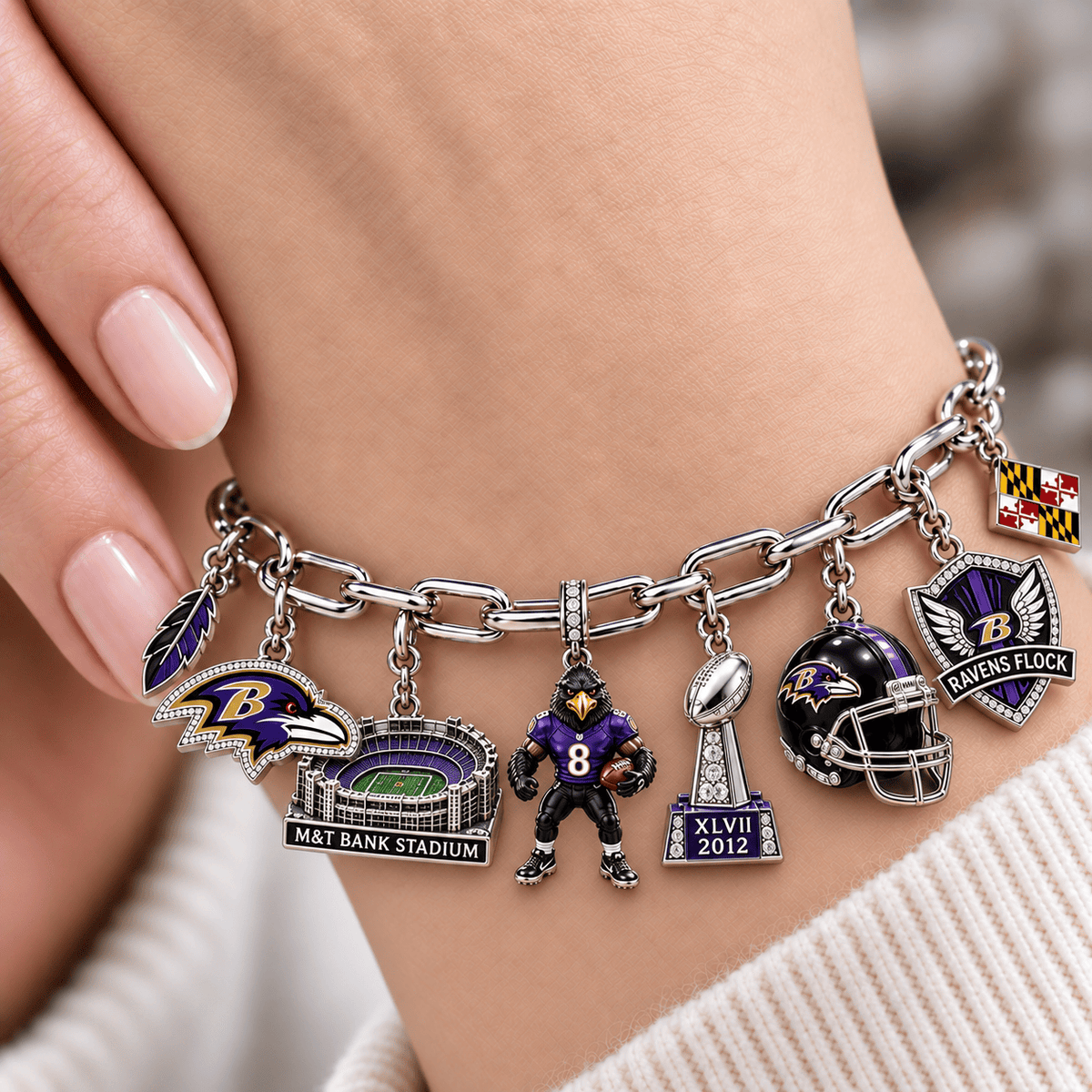 BTR Silver Charm Bracelet Set NTVA