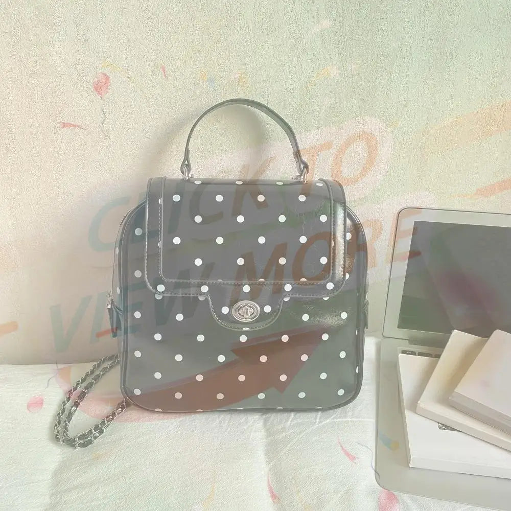 Polka Dot Cute PU Leather Mini Backpack Purse Coquette Rucksack Fashion Backpack for Women Teen Girl Gifts Trendy Stuff for Kids