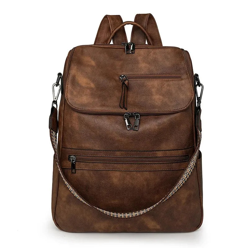 Ladies Bookbag Rucksack Women Large Capacity Backpack Purses High Quality PU Leather Female Vintage School Bags Travel Bagpack