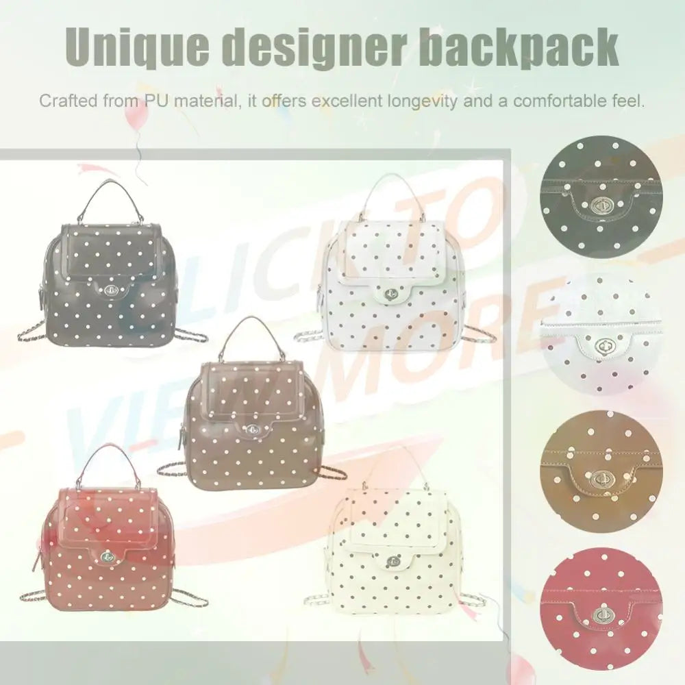 Polka Dot Cute PU Leather Mini Backpack Purse Coquette Rucksack Fashion Backpack for Women Teen Girl Gifts Trendy Stuff for Kids