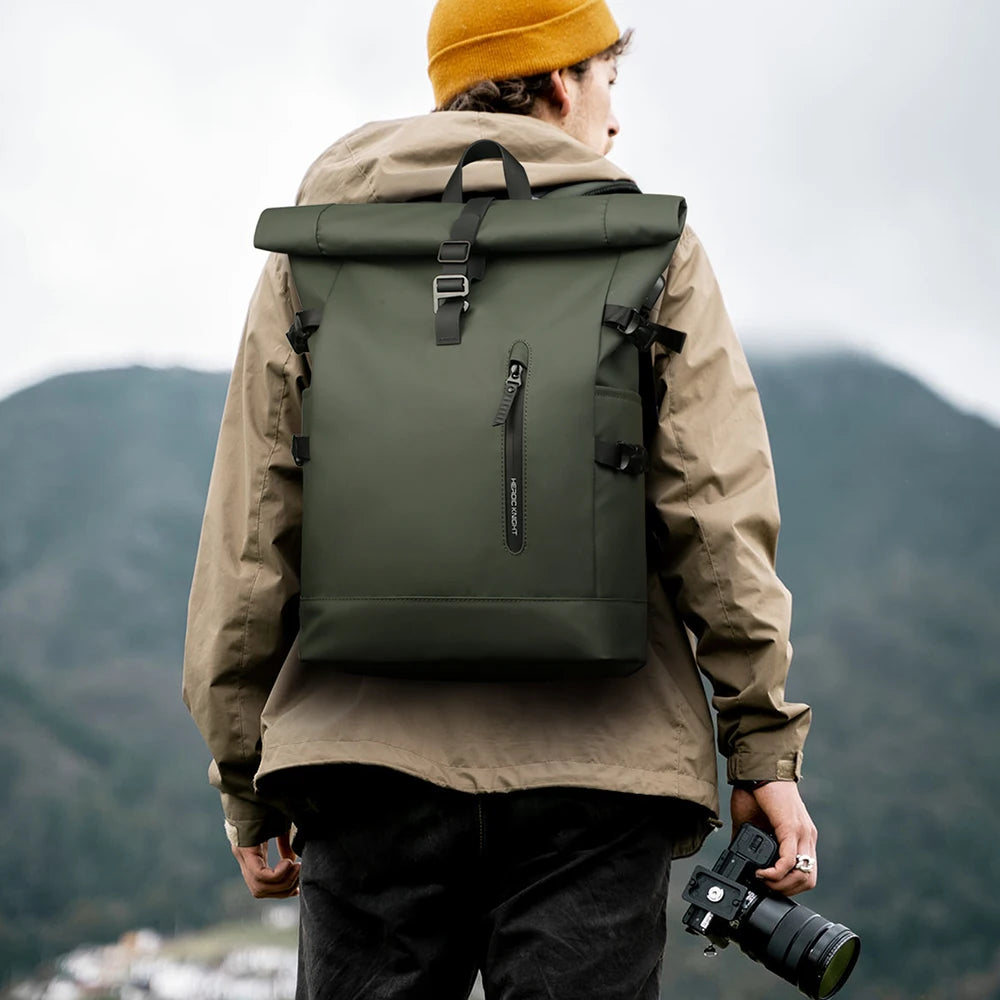 Heroic Knight Men's Backpack Outdoors Travel Rollup Women's Bag Expandable 15.6“ Laptop Pack Large Capacity Waterproof Backpacks