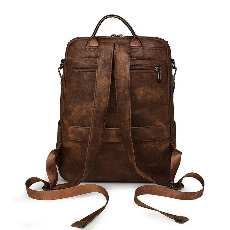 Ladies Bookbag Rucksack Women Large Capacity Backpack Purses High Quality PU Leather Female Vintage School Bags Travel Bagpack
