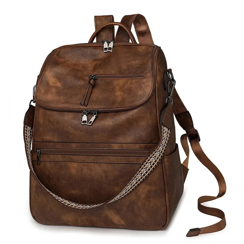 Ladies Bookbag Rucksack Women Large Capacity Backpack Purses High Quality PU Leather Female Vintage School Bags Travel Bagpack